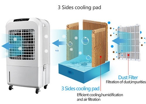 Raffreddatore evaporativo portatile per condizionatore d'aria da 115 W. Raffredda rapidamente 3200 m3/h